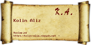 Kolin Aliz névjegykártya